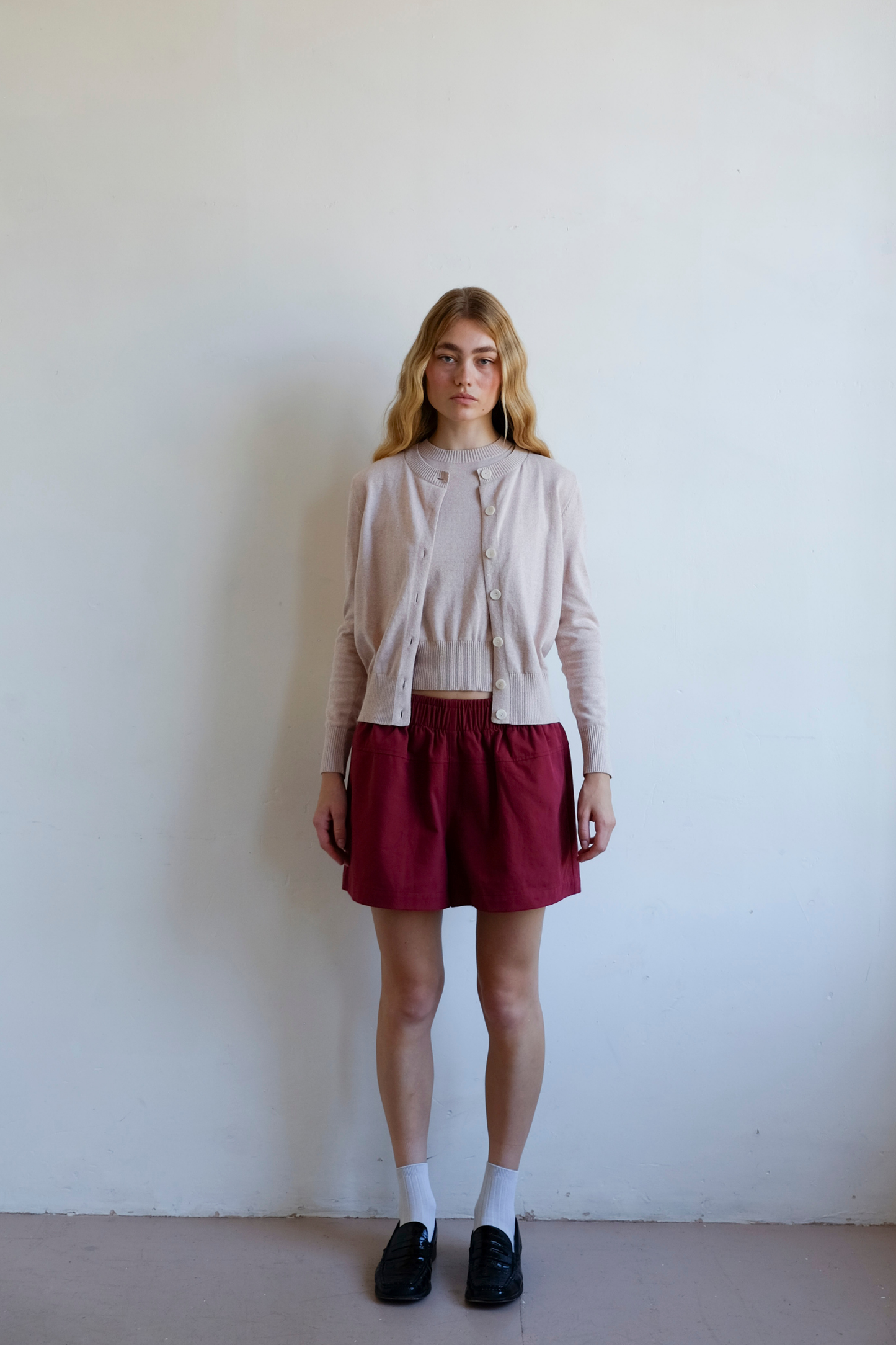Whimsy Cotton Cardigan - Pink Beige