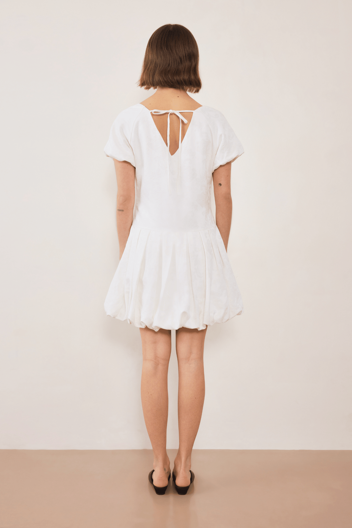Esme Jacquard Puff Dress - Cream