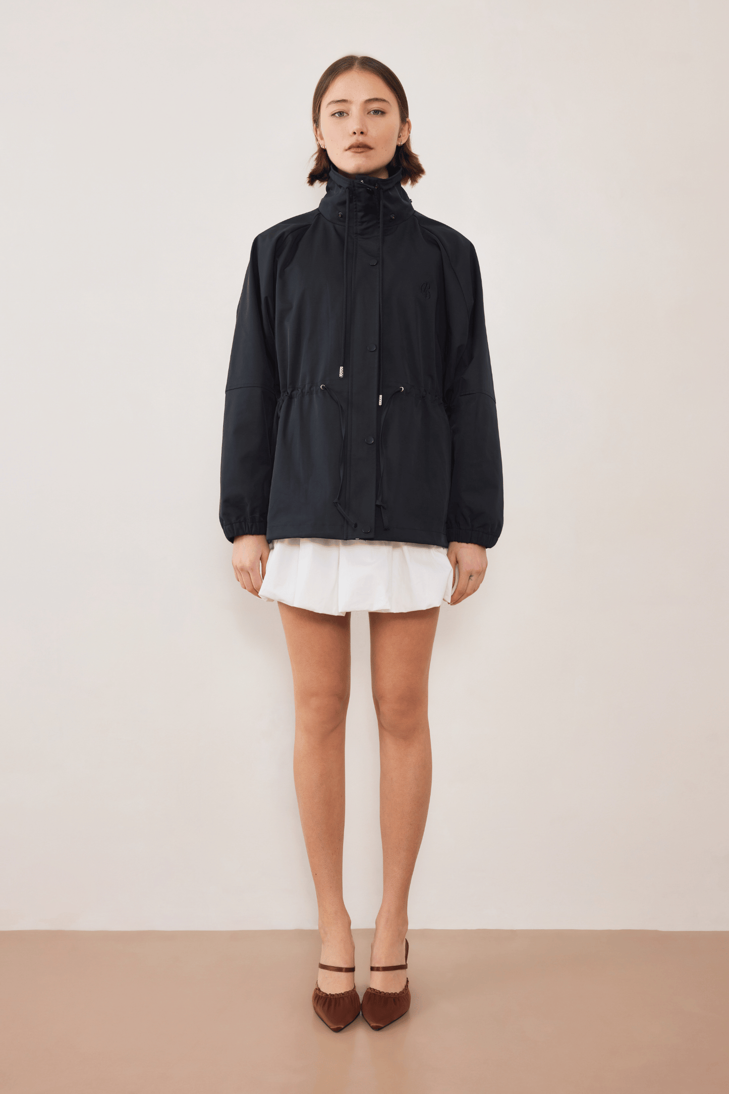 Pull In Nylon Windbreaker - Black