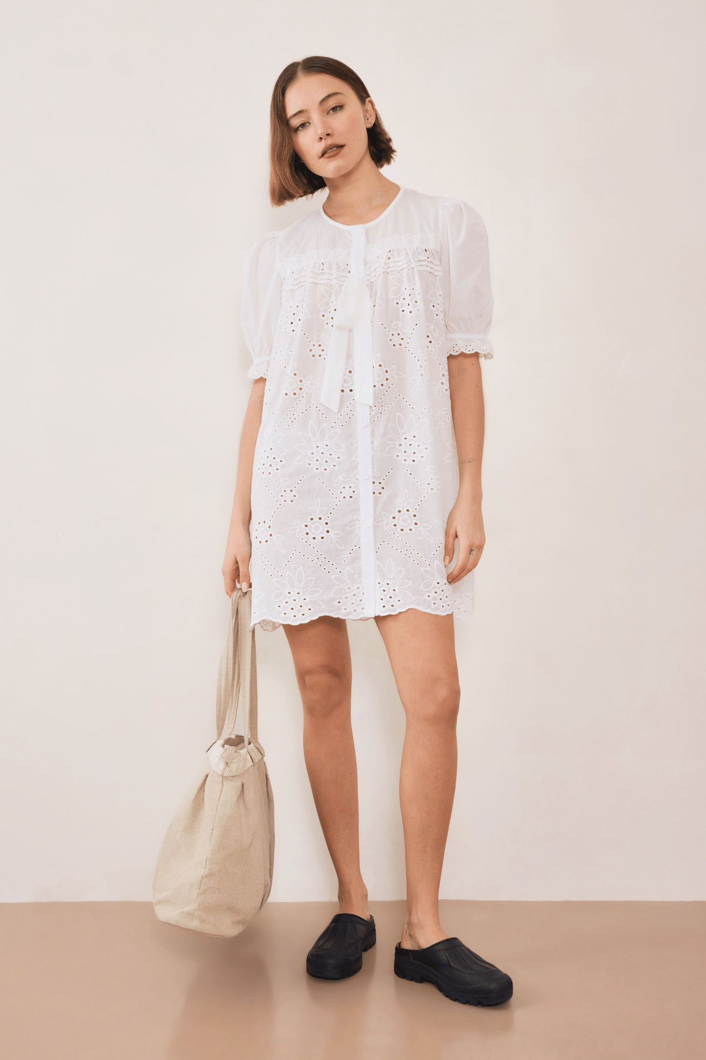 Afternoon Swim Puff Sleeve Dress - Broderie