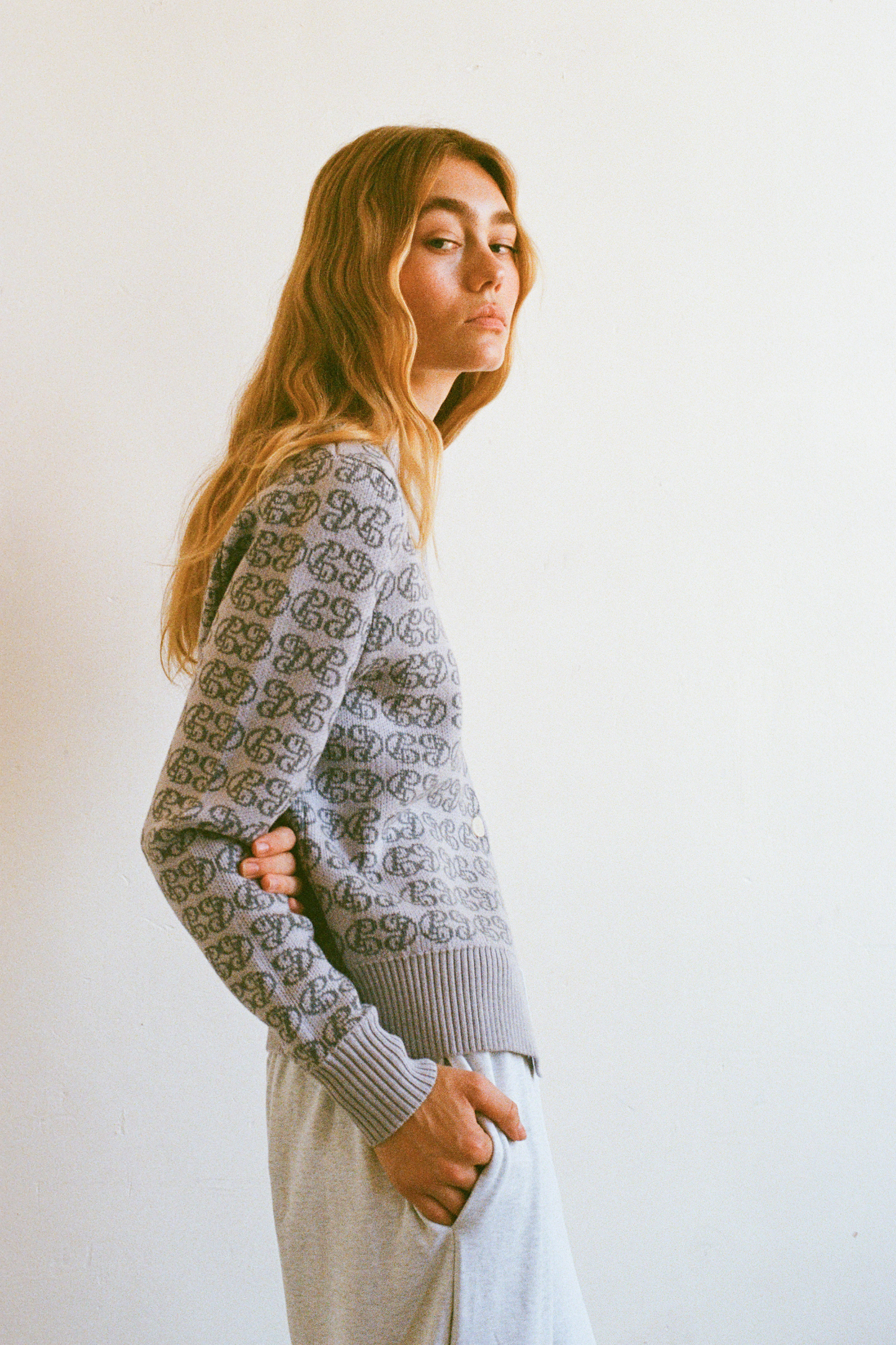 CPD Monogram Cardigan - Sky/Navy