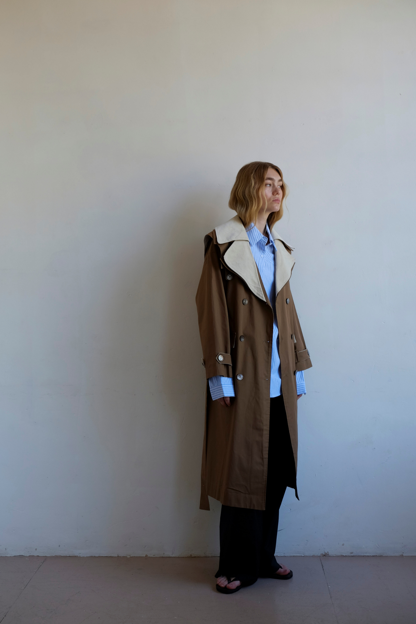 Double Layer Trench - Cream/Tan