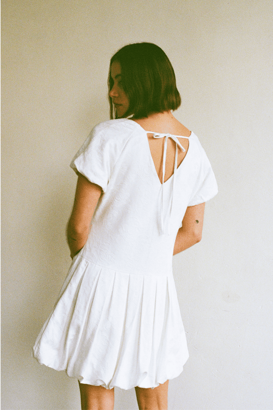 Esme Jacquard Puff Dress - Cream