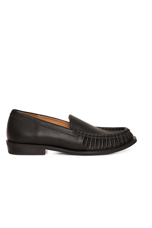 Terrace Ruched Flat Loafer - Black