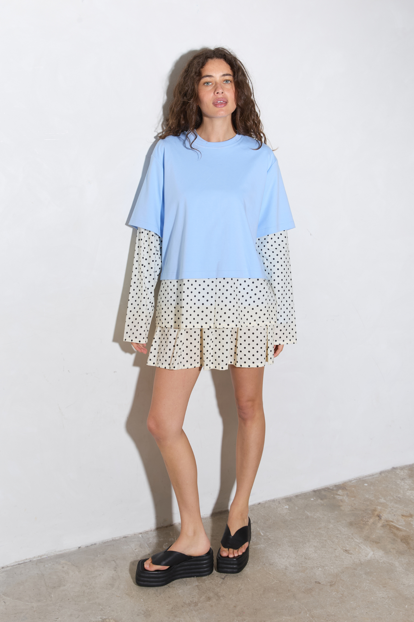 Blue Crush LS Tee - Light Blue / Polka Dot