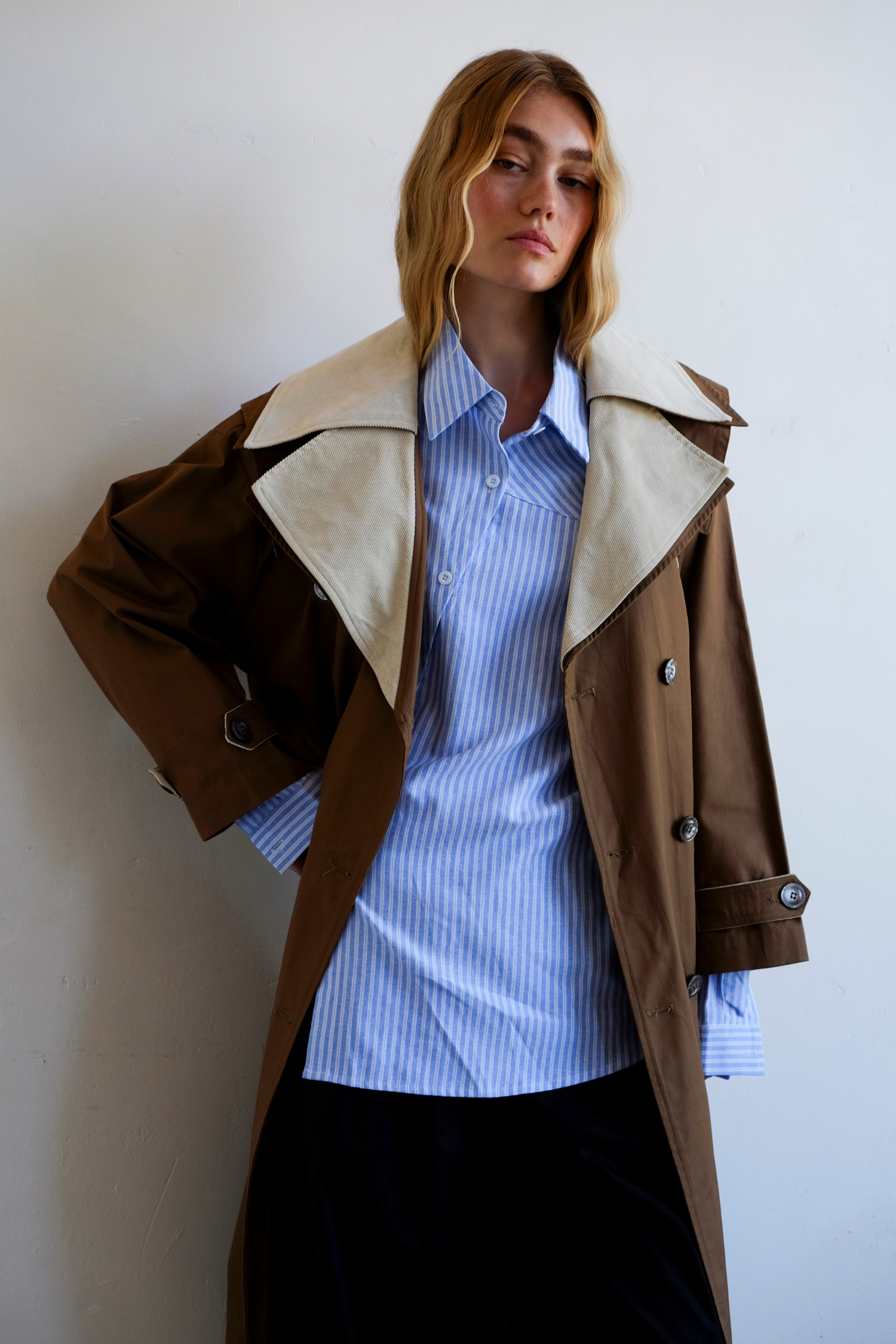 Double Layer Trench - Cream/Tan – Commonplace Essentials