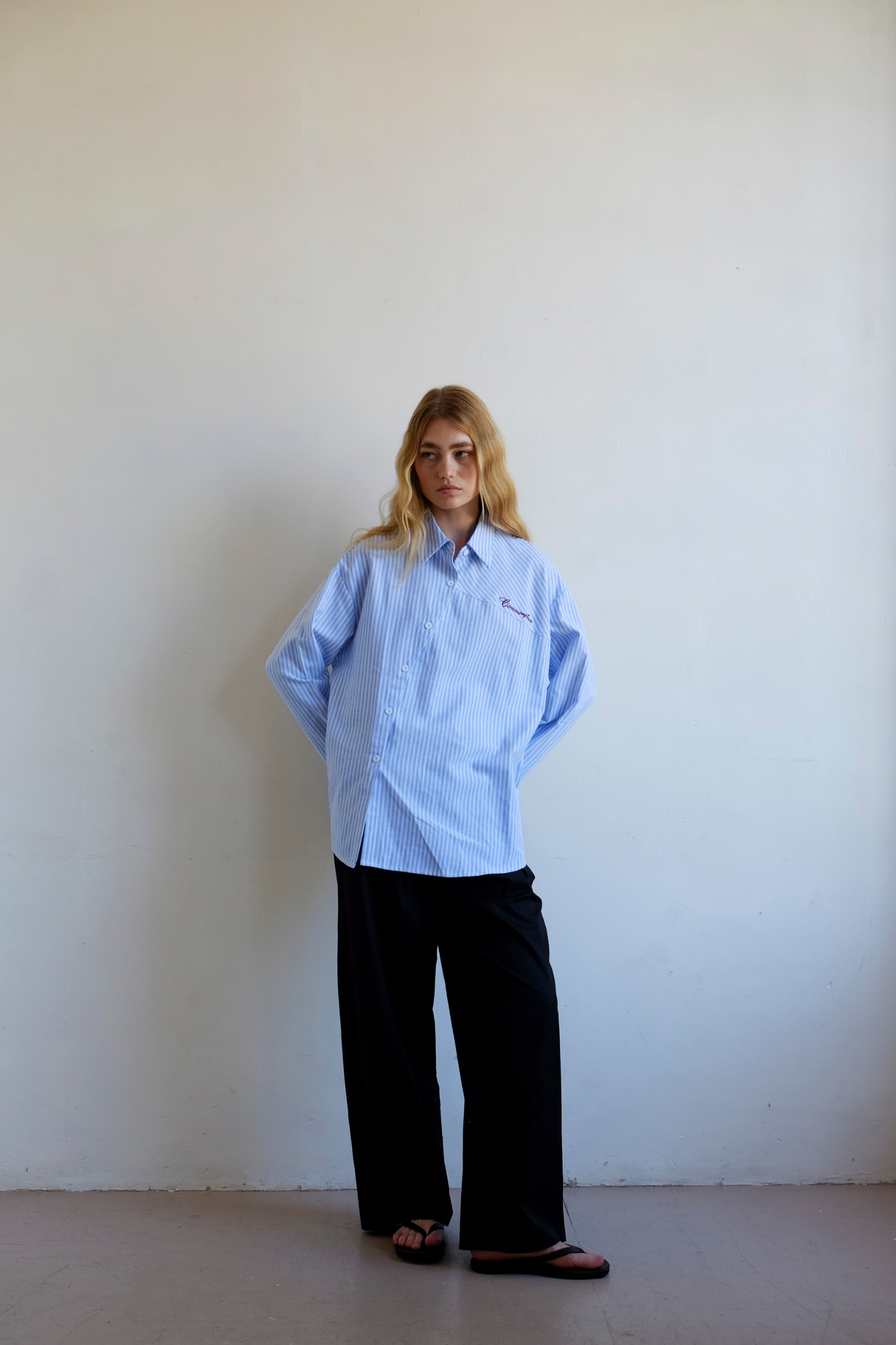 Cortez Shirt - Sky/Maroon Stripe
