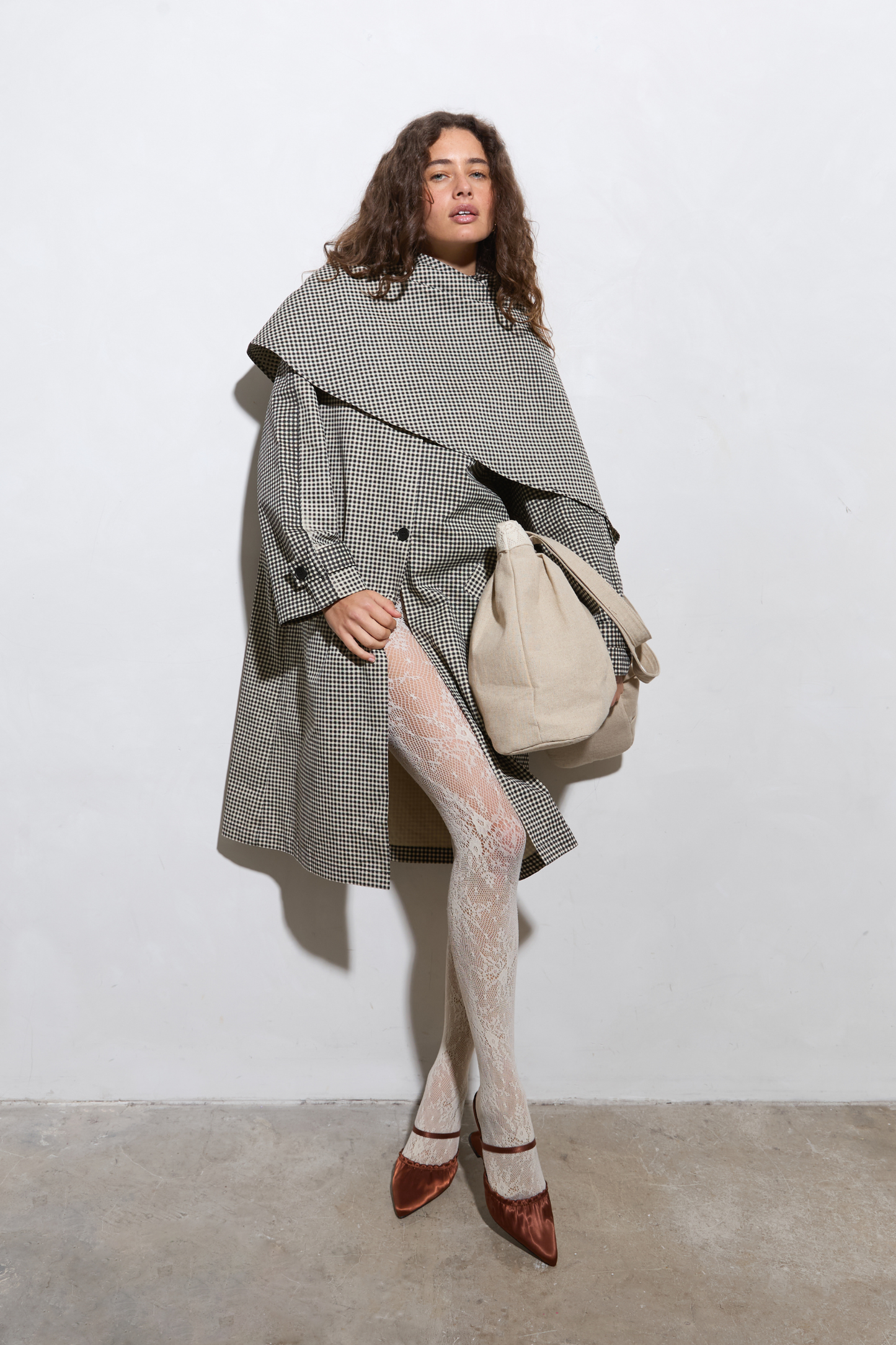 Lady Gingham Trench - Black/White