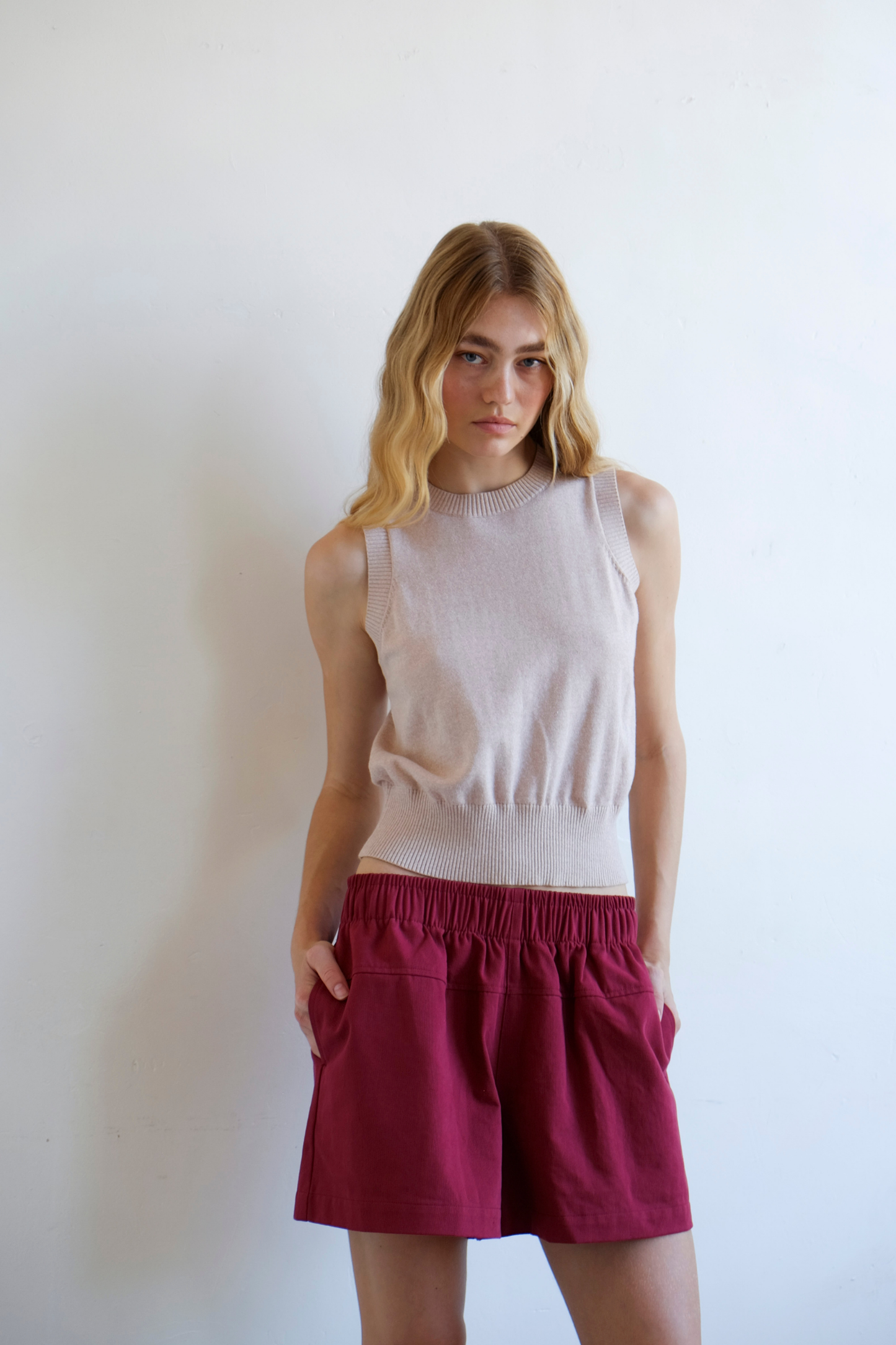 Whimsy Cotton Vest - Pink Beige