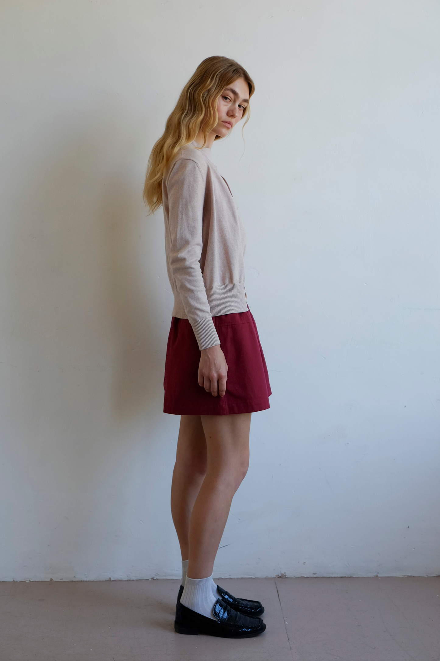 Whimsy Cotton Cardigan - Pink Beige