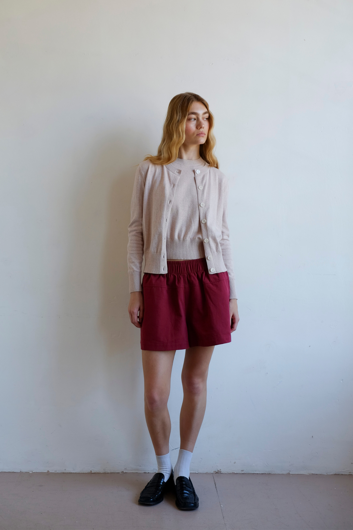 Whimsy Cotton Cardigan - Pink Beige