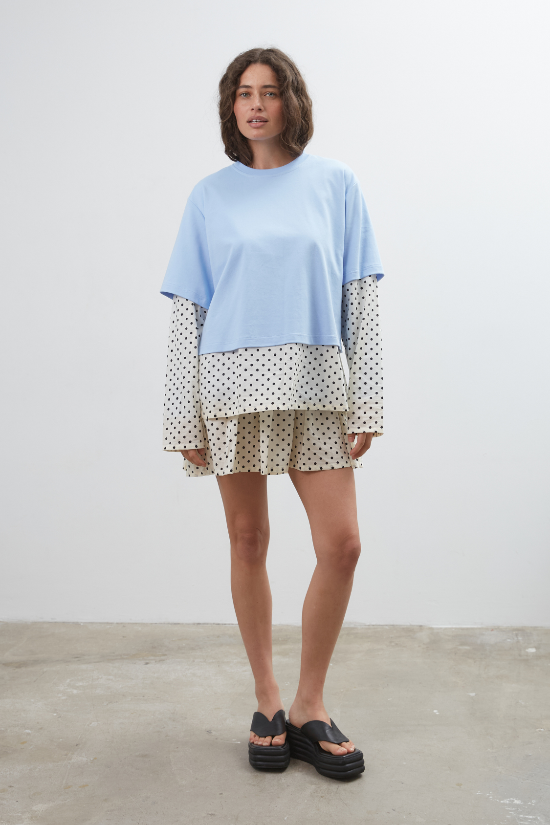 Blue Crush LS Tee - Light Blue / Polka Dot