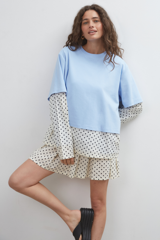 Blue Crush LS Tee - Light Blue / Polka Dot