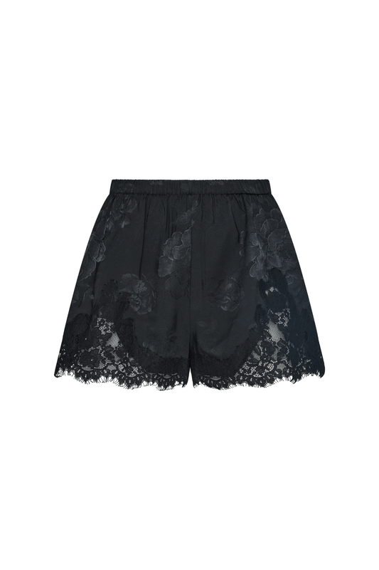 Evie Lace Jacquard Mini Short - Black