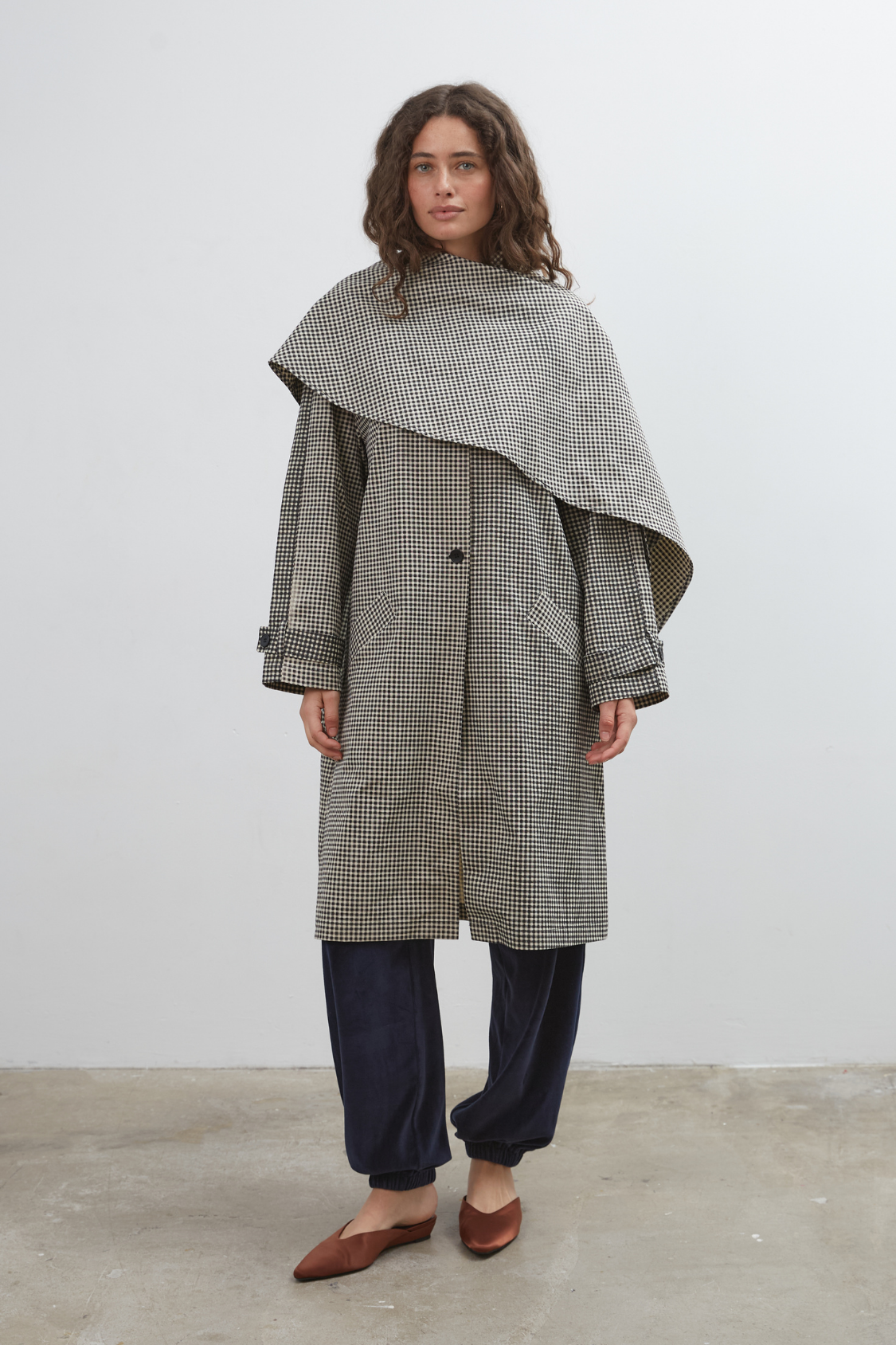 Lady Gingham Trench - Black/White