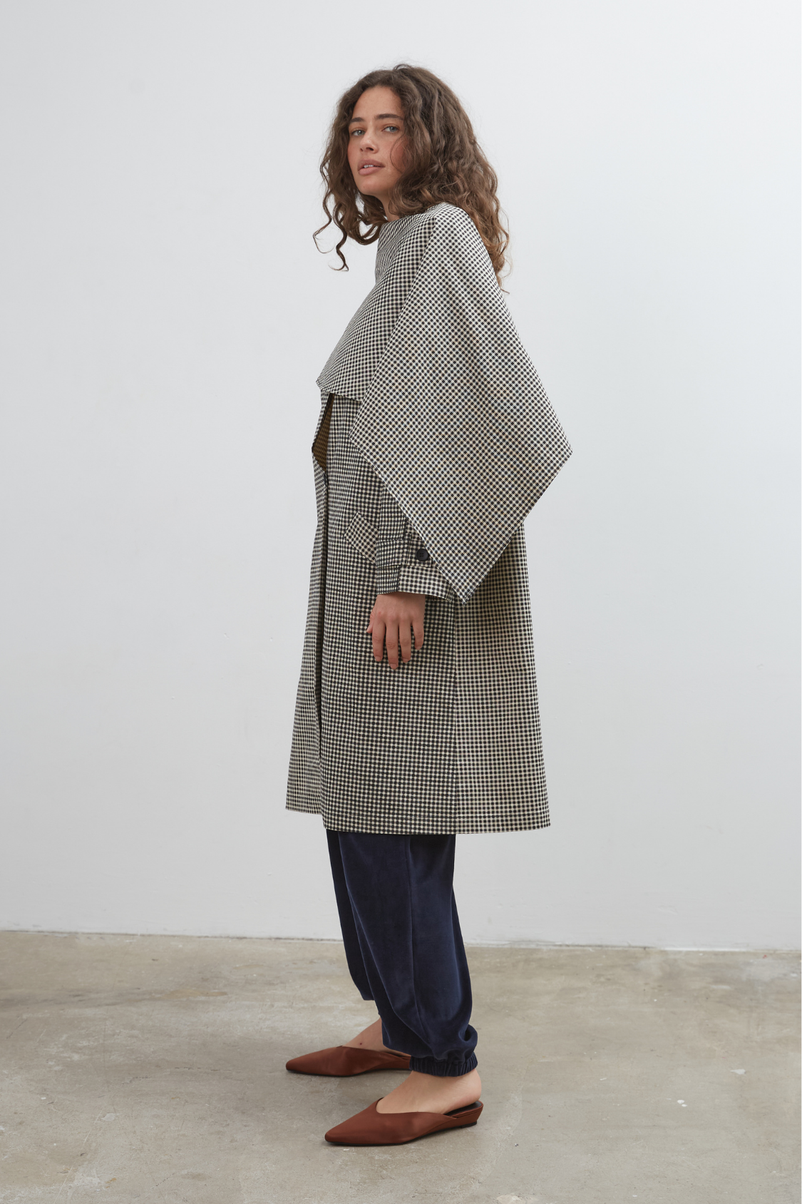 Lady Gingham Trench - Black/White