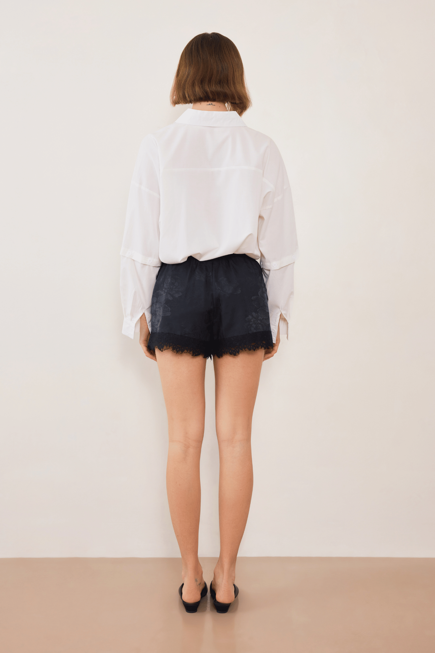 Evie Lace Jacquard Mini Short - Black
