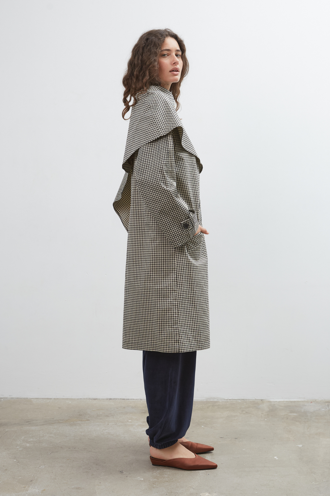 Lady Gingham Trench - Black/White