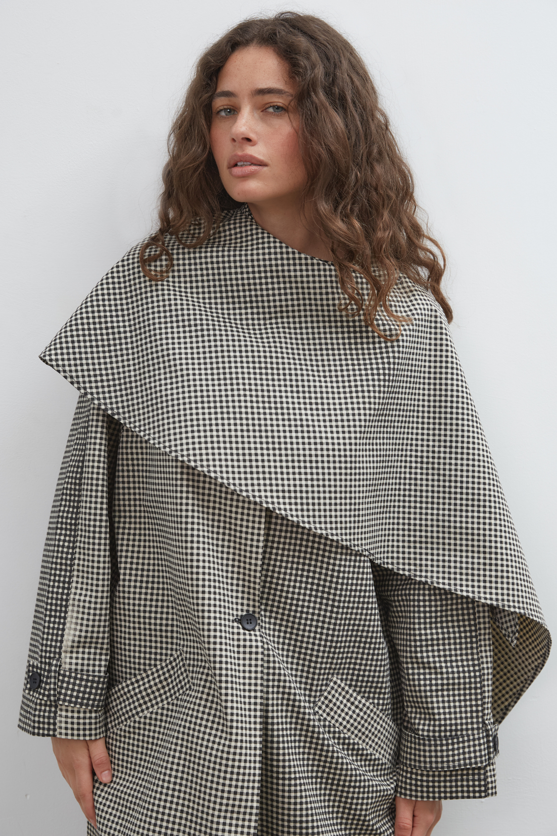 Lady Gingham Trench - Black/White