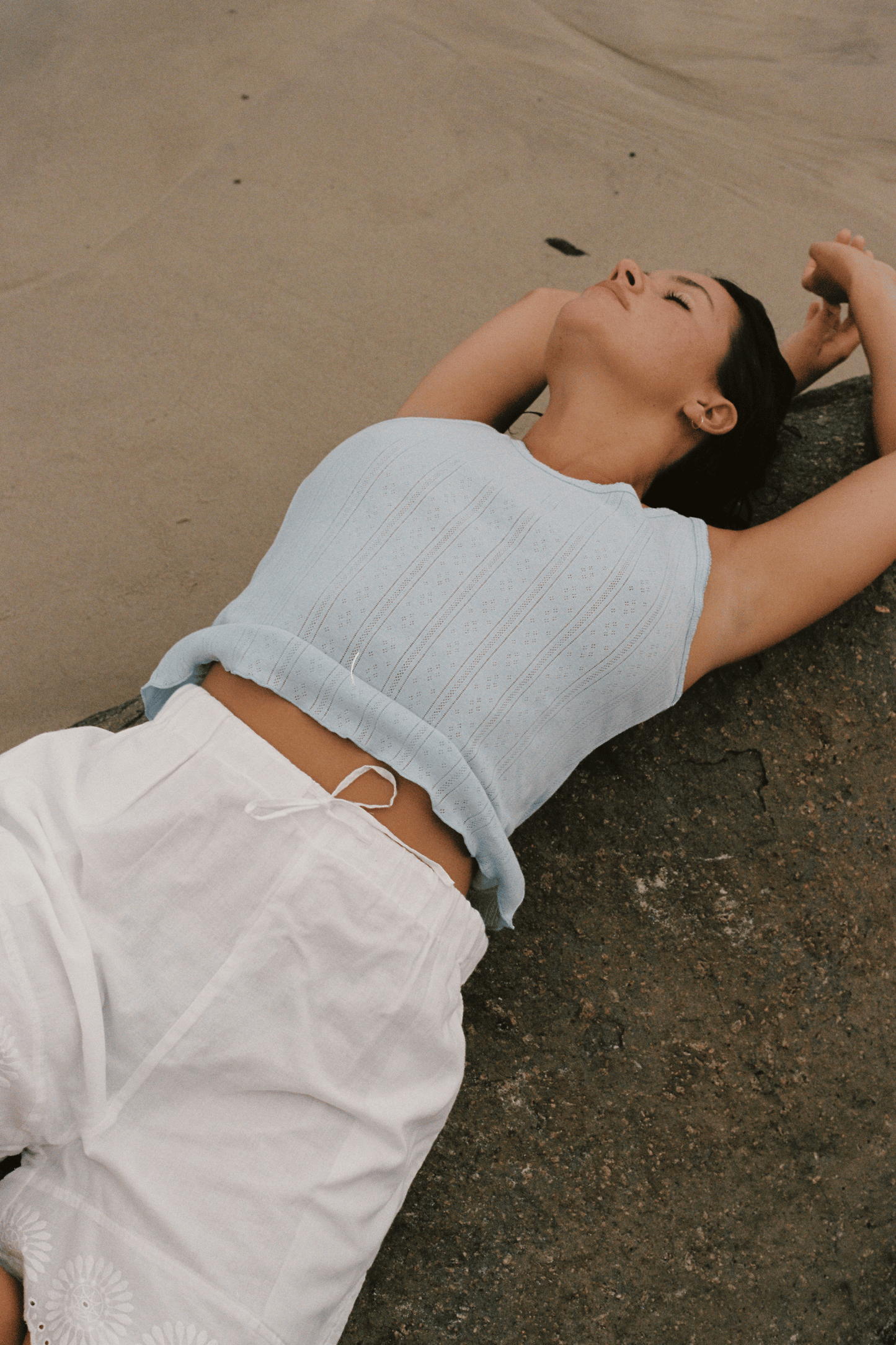 Riviera Pointelle Tank - Sky