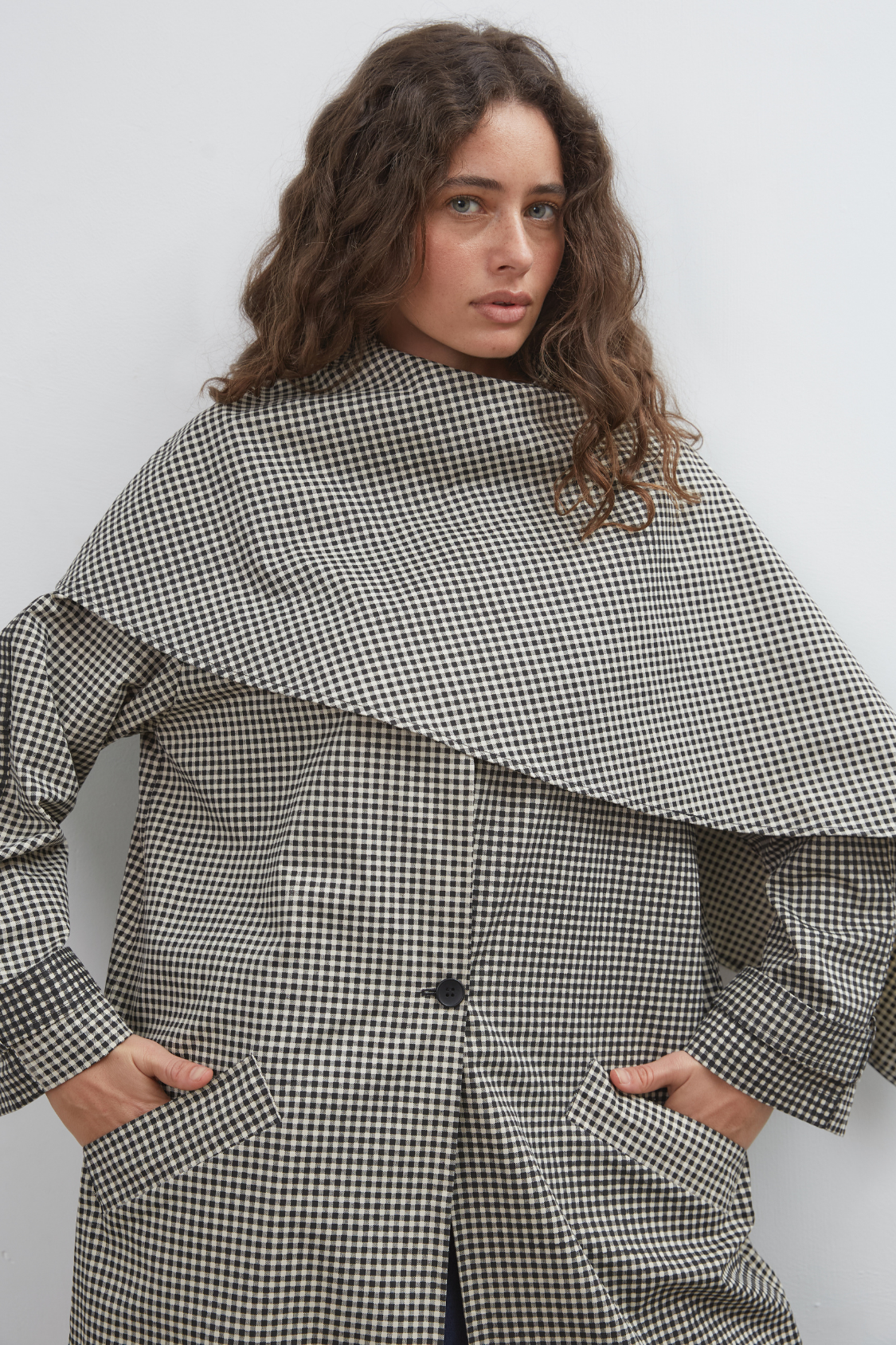 Lady Gingham Trench - Black/White