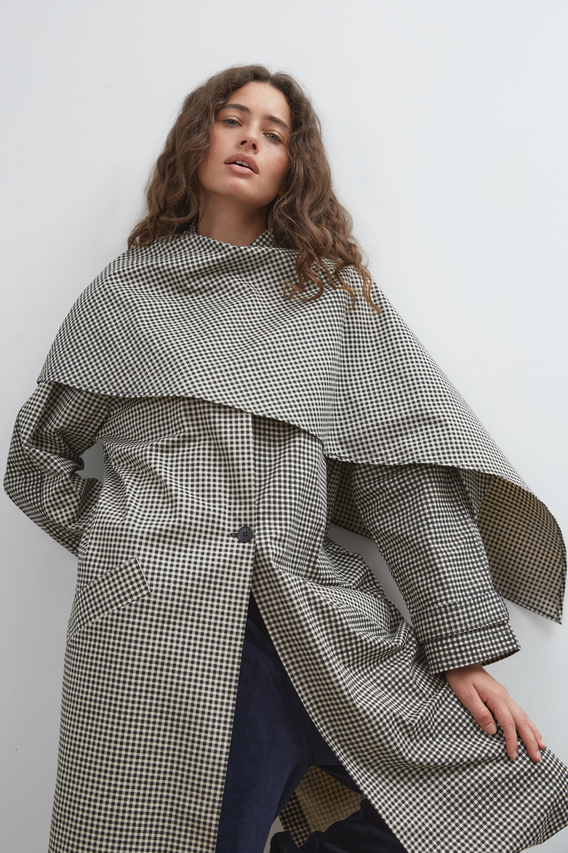 Lady Gingham Trench - Black/White