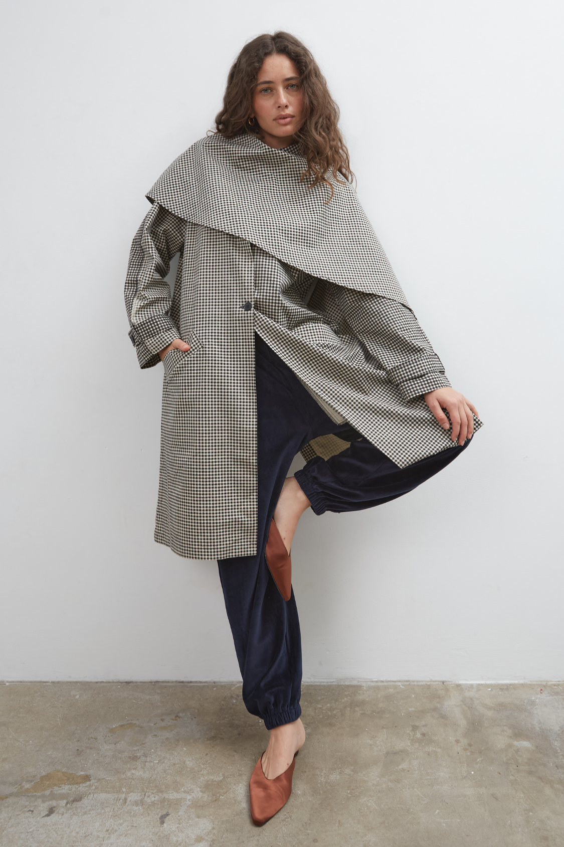 Lady Gingham Trench - Black/White