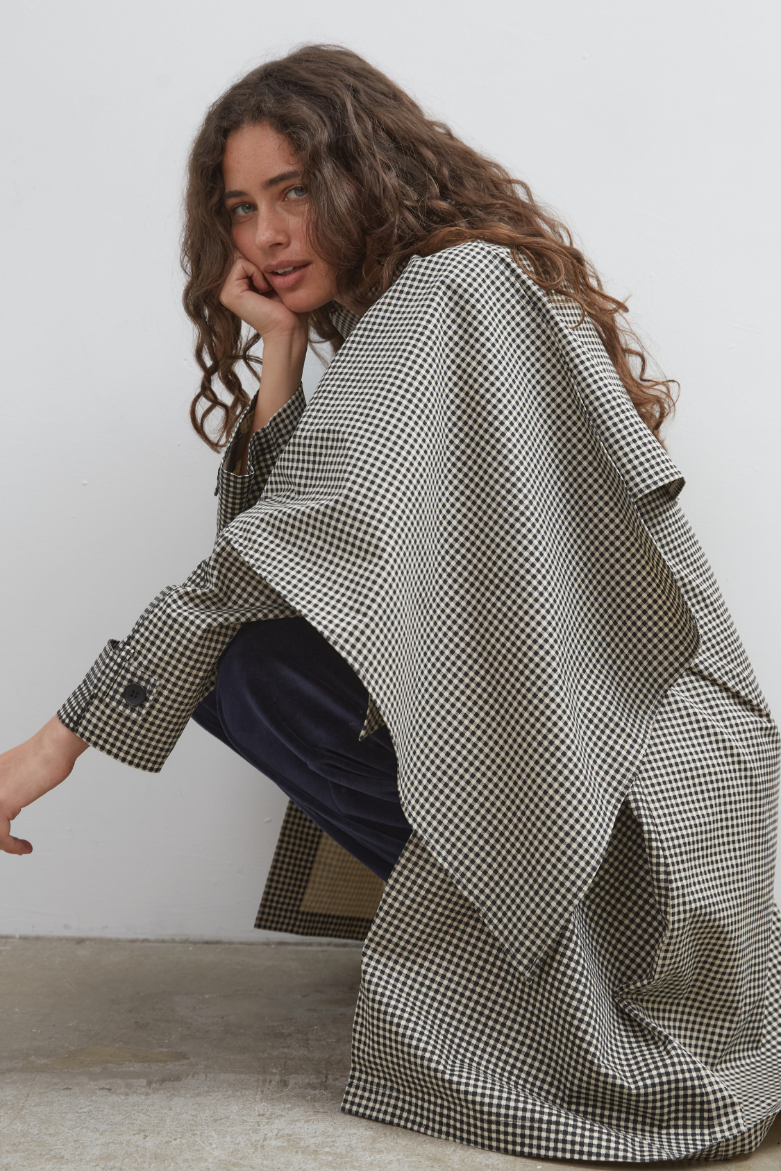 Lady Gingham Trench - Black/White