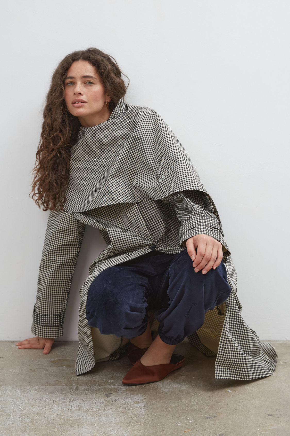 Lady Gingham Trench - Black/White