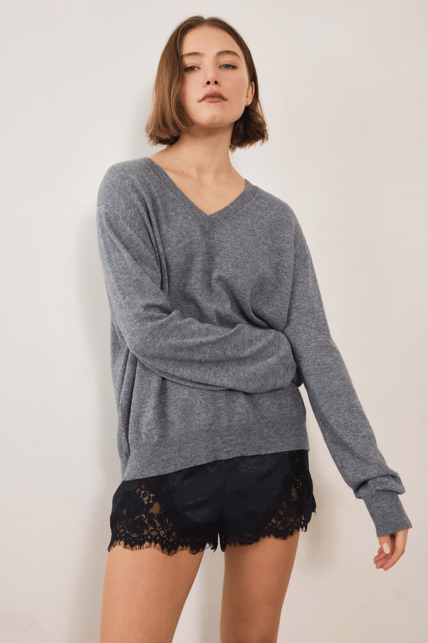 Sible Cashmere V-Neck - Grey