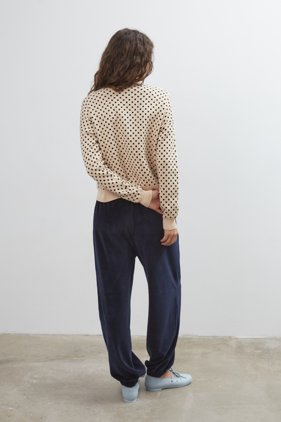 Dawn Cotton Cardigan - Beige Polka Dot