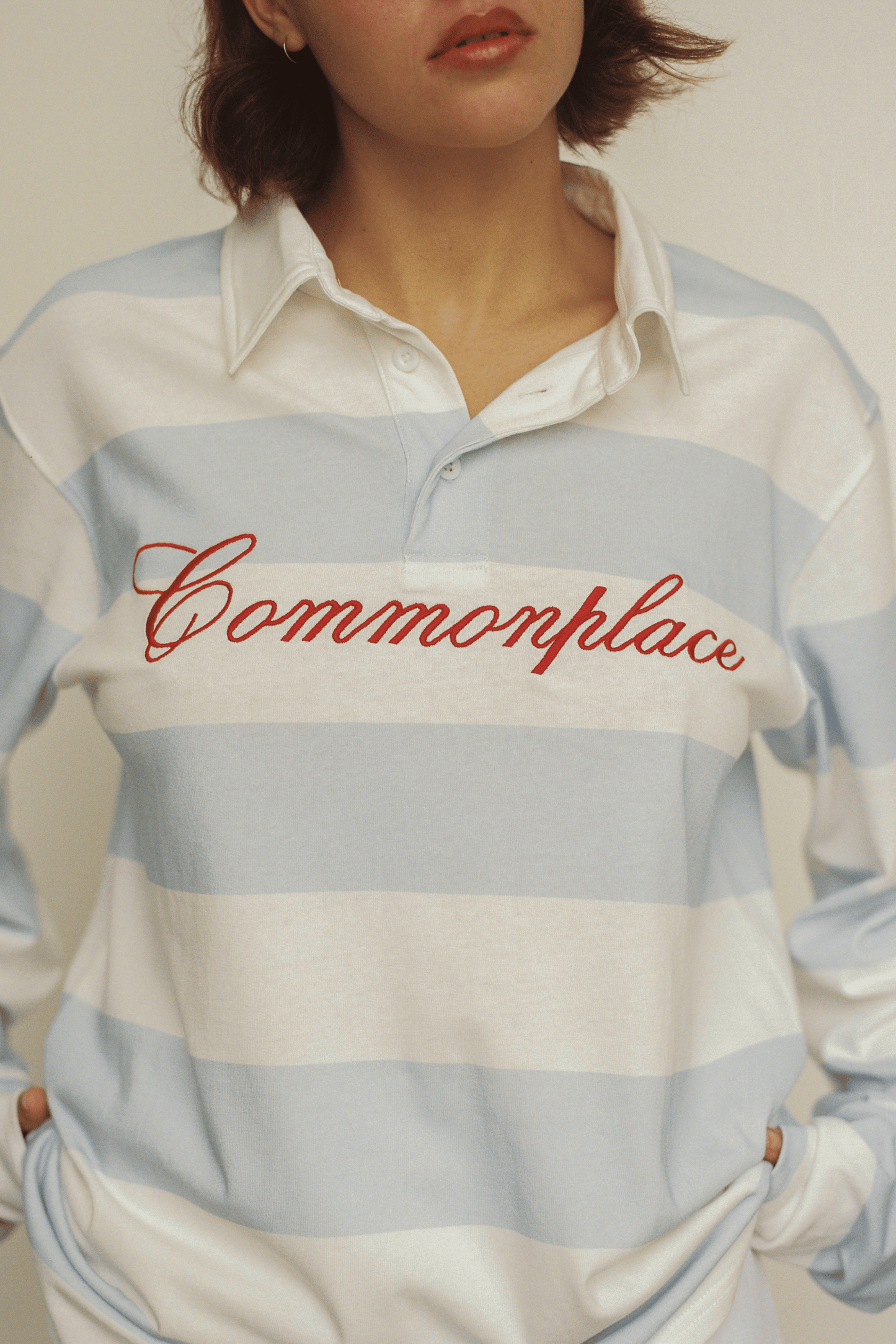 Rugby Polo - Sky/White