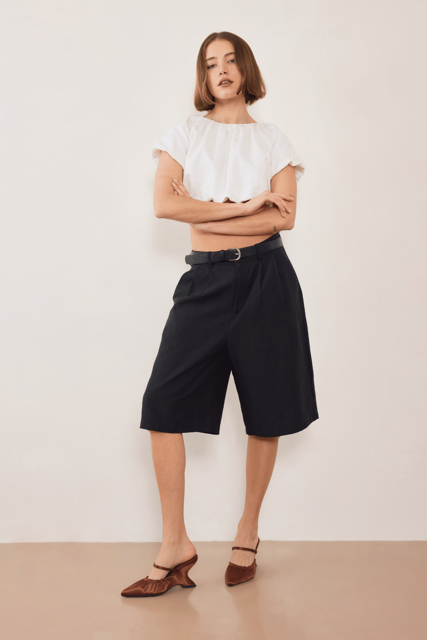 Esme Jacquard Puff Crop - Cream