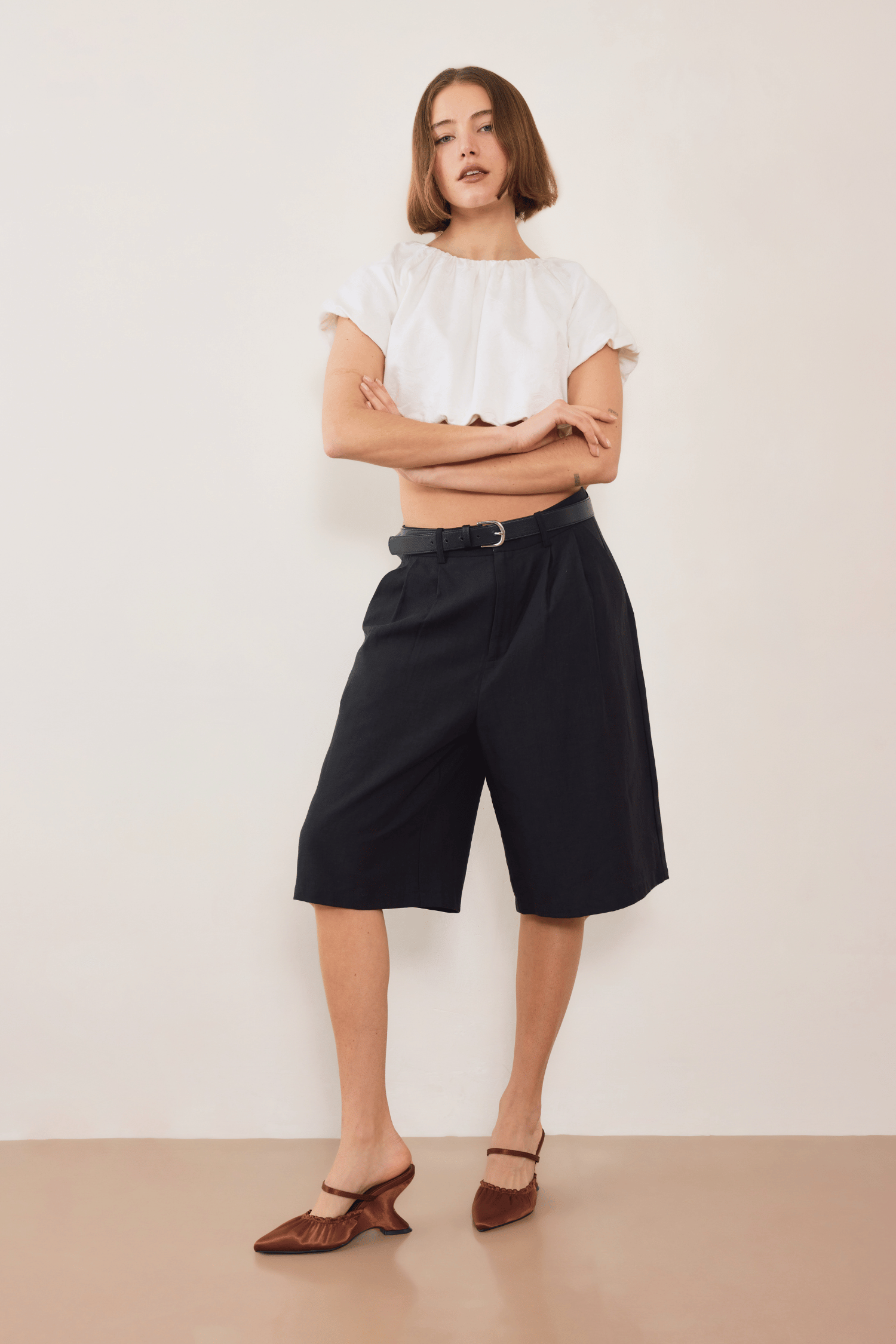Esme Jacquard Puff Crop - Cream