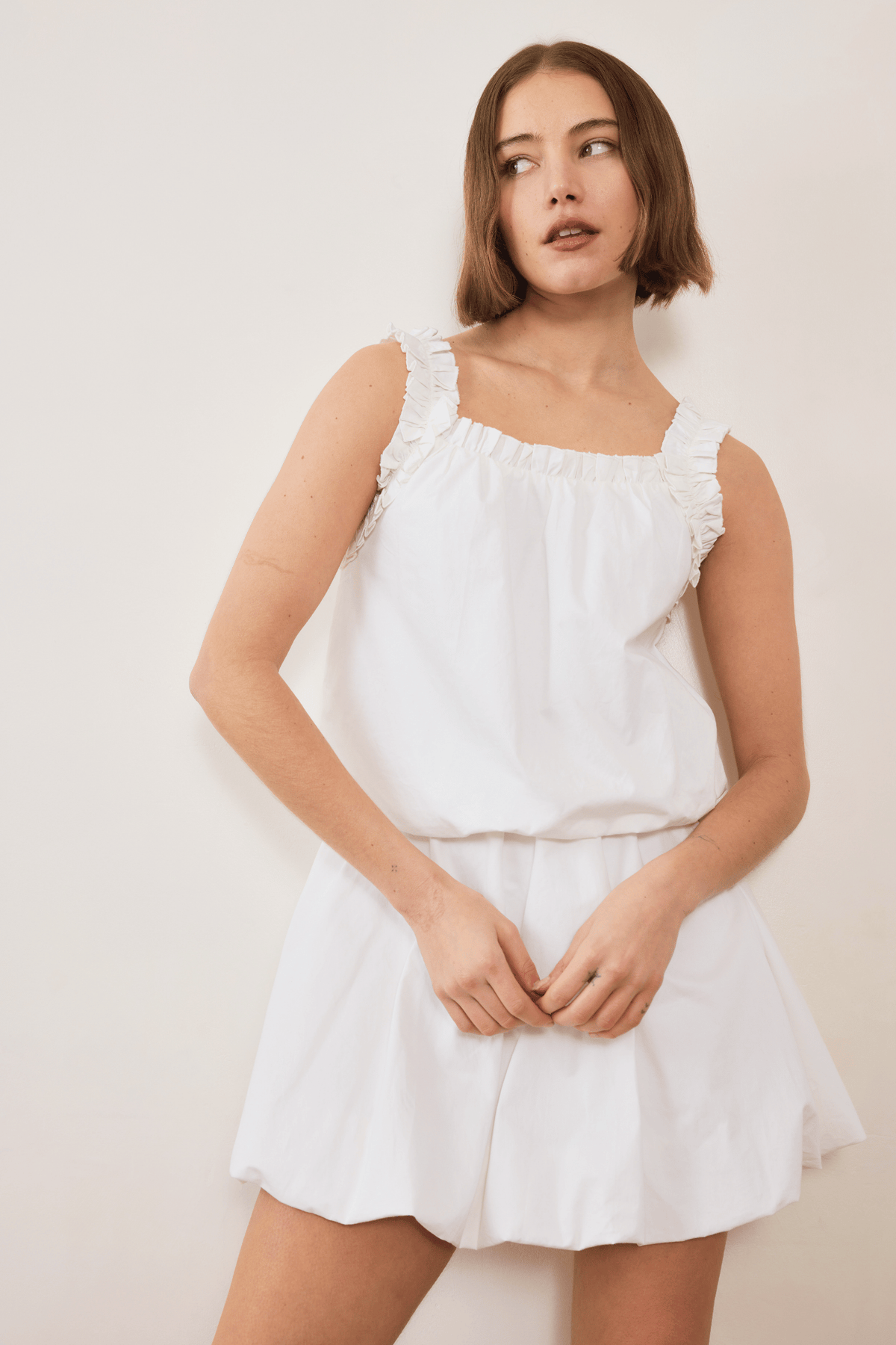 Dorian Frill Cotton Mini - White