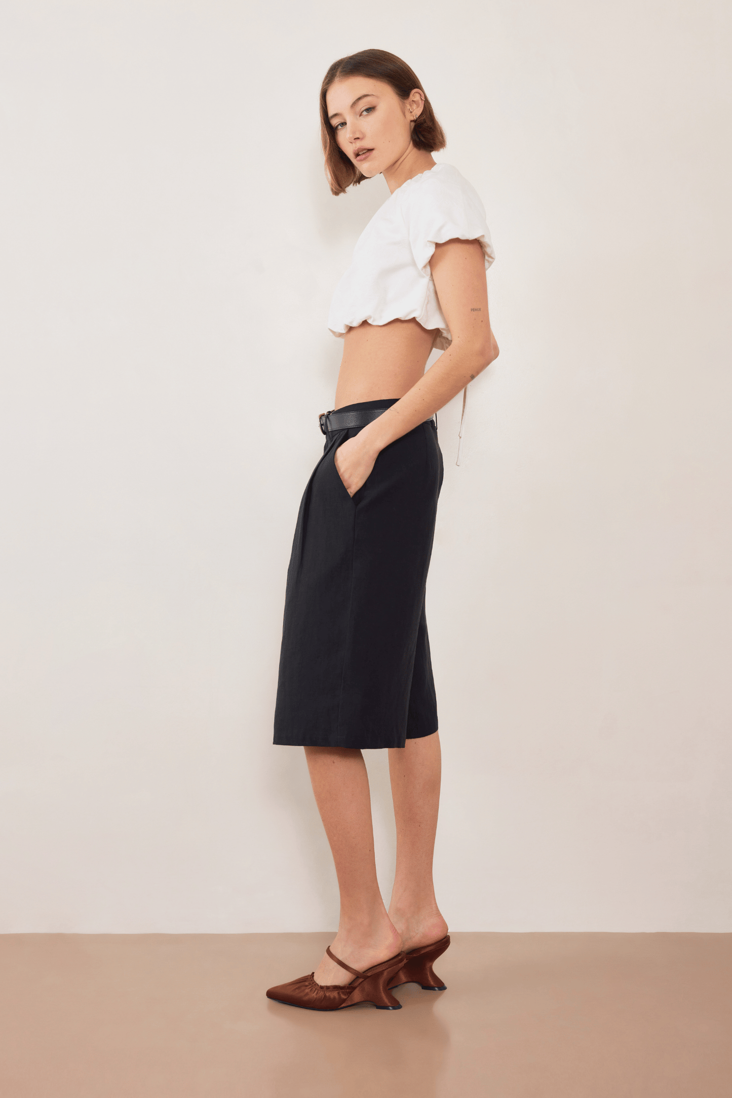 Esme Jacquard Puff Crop - Cream