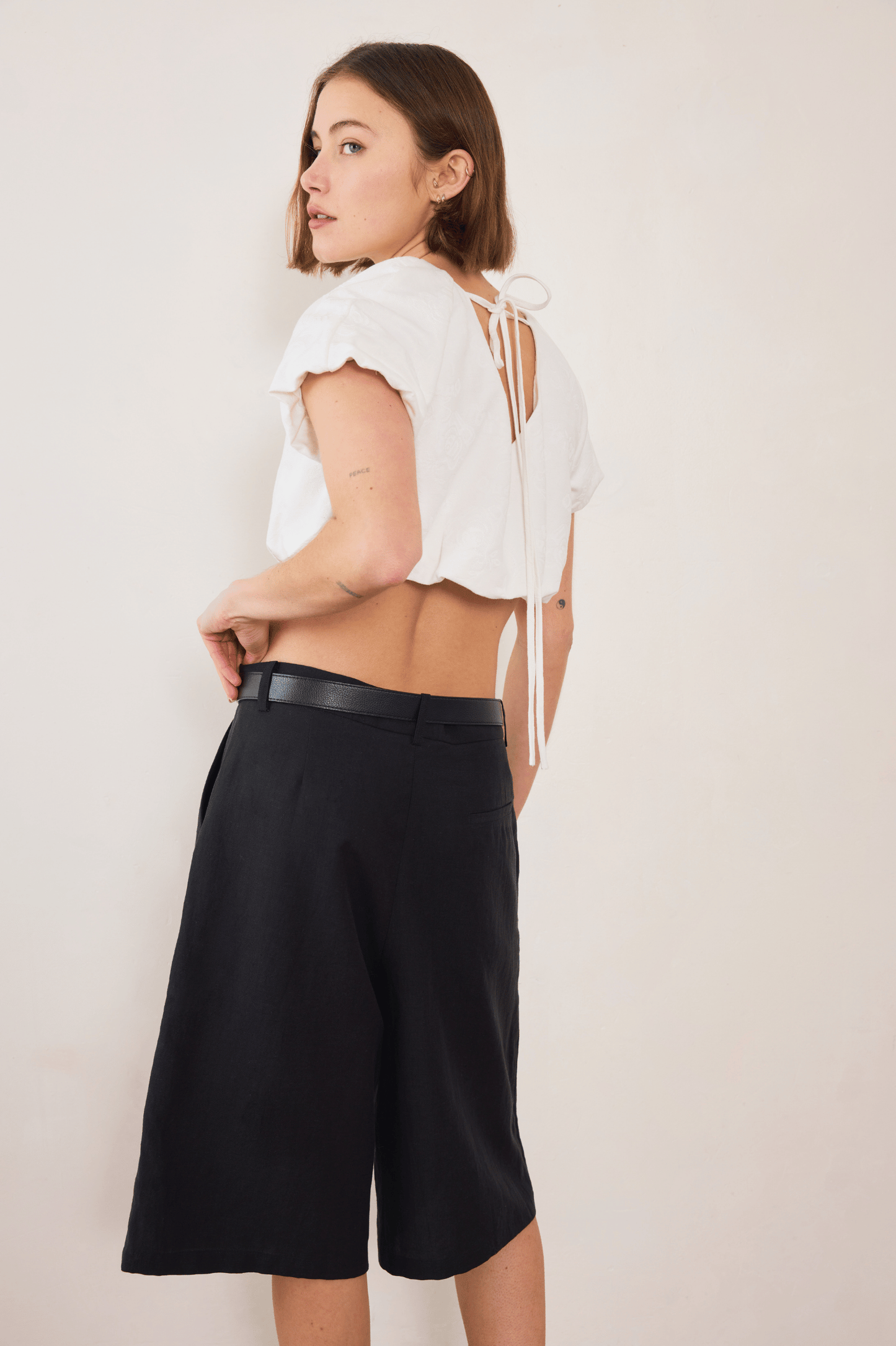 Esme Jacquard Puff Crop - Cream