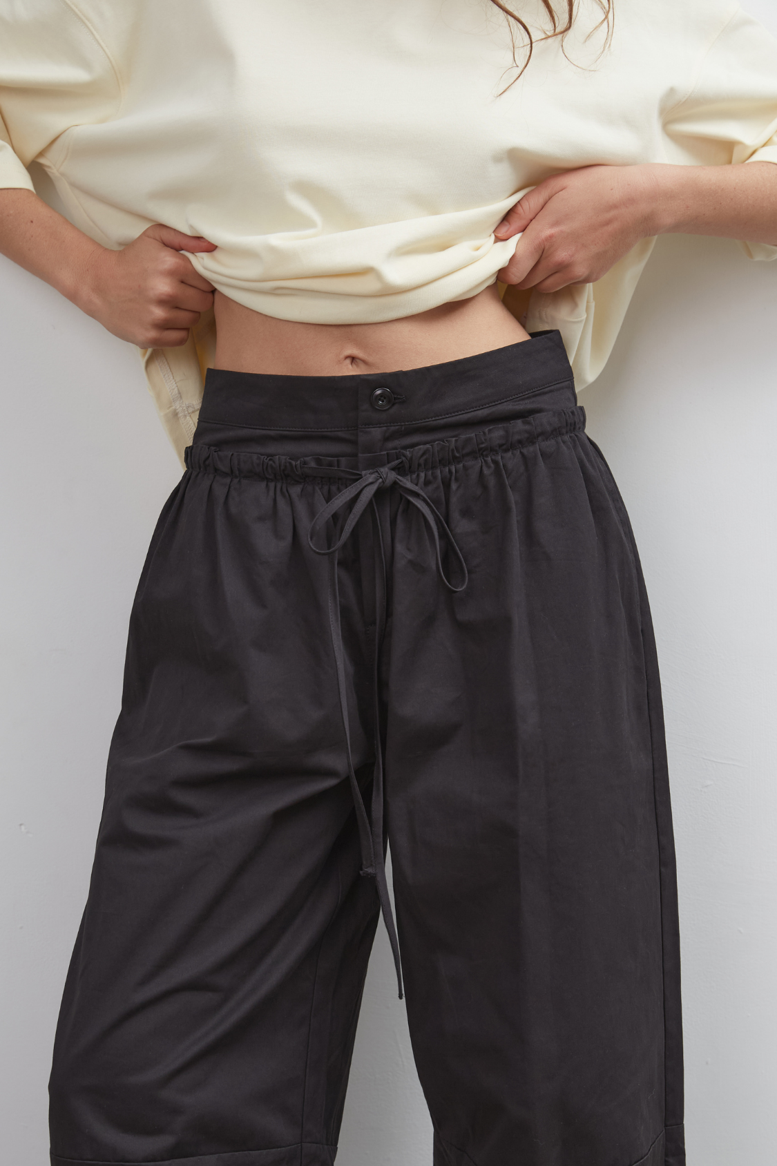 Boundary Double Layer Barrel Pant - Black