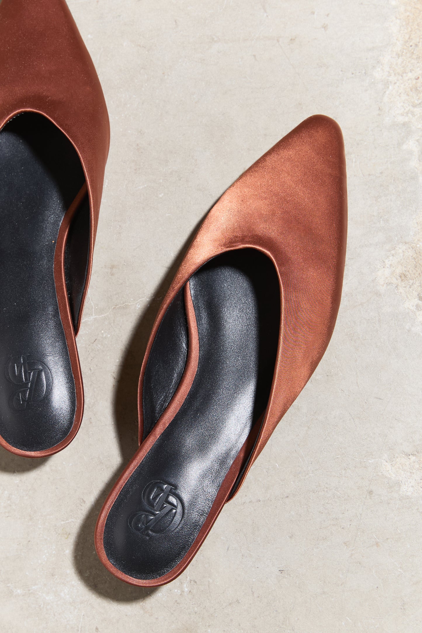 Lady Flat Mule - Choc Satin