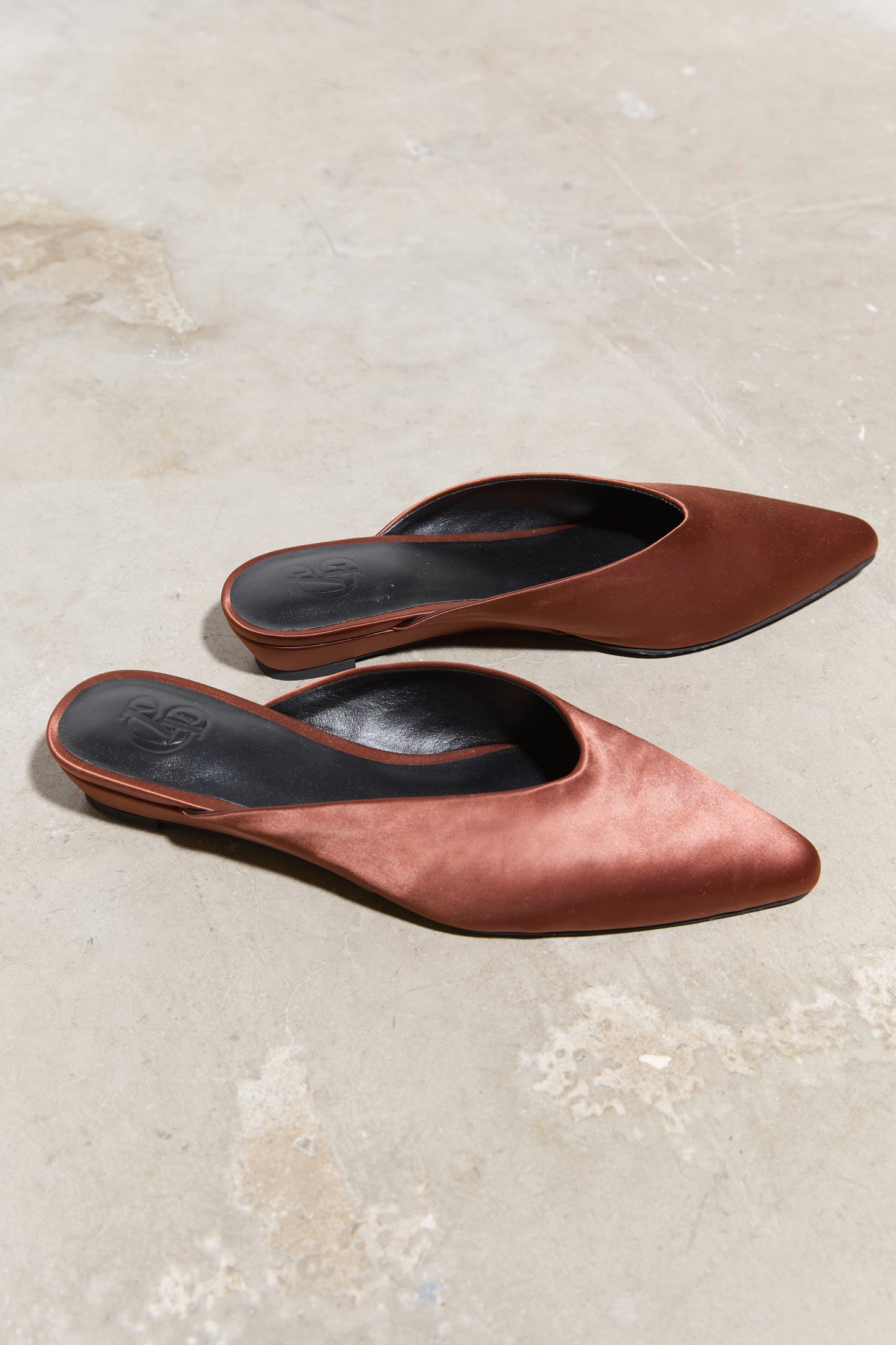 Lady Flat Mule - Choc Satin
