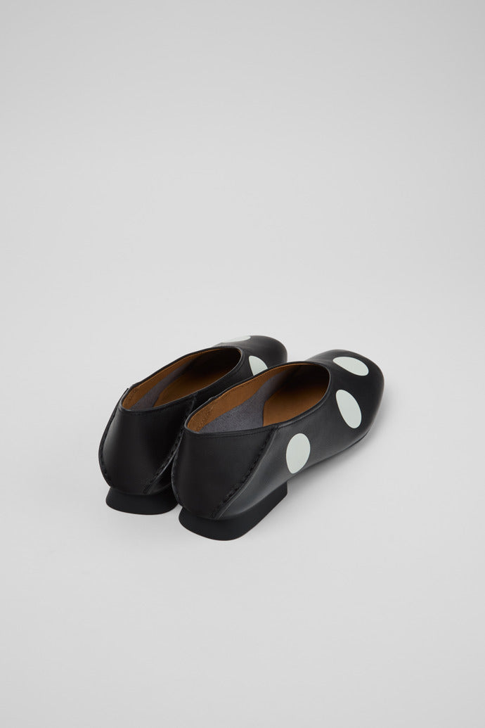 Twins Black and White Leather Ballerinas for Women - back view