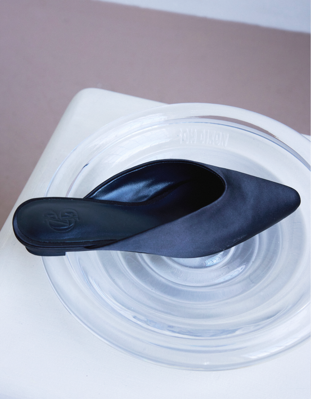 Lady Flat Mule - Black Satin